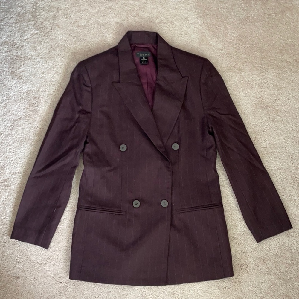 Theme deep purple double breasted suit set